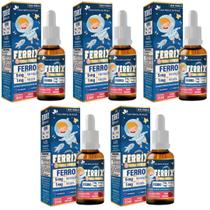 5x Ferrix ferro 5mg/porção 30ml sabor morango Flora Nativa