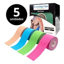 5x Fita Bandagem Elástica Adesiva Kinesio Tape Dor Muscular