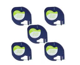 5x Fita Compatível Rotulador Dymo Letratag 12mm Branca 91200