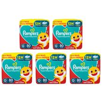 5x Fralda descartável Pampers Supersequinha Tamanho G 80 Un