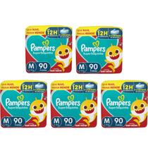 5x Fralda Descartável Pampers Supersequinha Tamanho M 90 Un