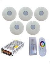 5x hiper led 16w abs rgb iluminacao piscina controle e fonte