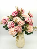 5x Hortênsias Artificial Buque Com 55 Flores Total Azul Rosa