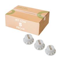 5x Knob P/ Guitarra Baixo Volume Redondo - Kn-137a Branco