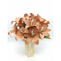 5x Lírio Artificial Galho Buque Com 25 Flor Diversas Cores