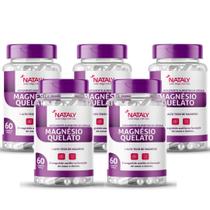 5x Magnésio Quelato 260mg Por Porção 60 Caps Nataly
