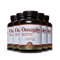 5x oleo de avestruz 90caps 1.000mg strut omega 3 6 7 9