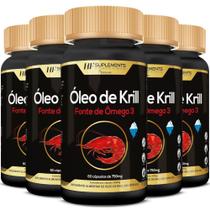5x óleo de krill 60caps 750mg hf suplements