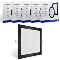 5x Painel Plafon Quadrado Embutir Preto 18w 3000k Quente