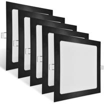 5x Painel Plafon Quadrado Embutir Preto 18w Luz Branca 6500k
