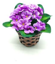 5x Plantinhas Buquê De Violetas Flores Artificiais Com Folha