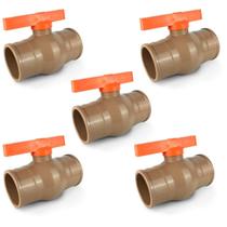 5X Registro Esfera Soldável Pvc 32Mm (1'') Marrom Cola 5X Registro Esfera Soldável Pvc 32Mm (1'') Marrom Cola