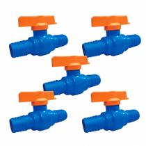 5x Registro Esfera União Dentada 3/4 Azul Para Emenda Mangueira