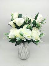 5x Rosa Artificial Buque Com 10 Flores No Total Cores