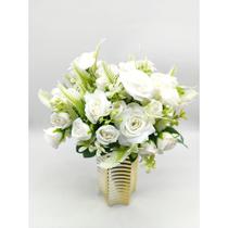 5x Rosas Artificiais - Buquê 65 Flores Grandes E Pequenas