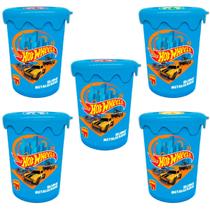 5x slime metalizado 180g - hot wheels - doce brinquedo