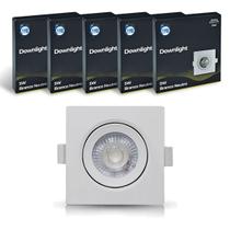 5x Spot Led Quadrado 5w 4000k Embutir Branco Neutra Gesso