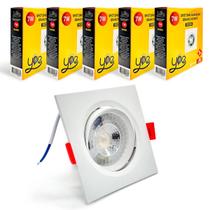 5x Spot Led Quadrado Embutir 7w Branca Quente Amarela 3000k