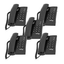 5x TELEFONE COM FIO MESA INTELBRAS PLENO PRETO SEM CHAVE