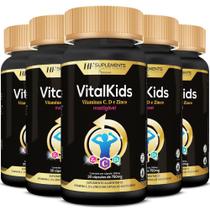 5x vitalkids vitamina c d zinco infantil 30caps mastigavel