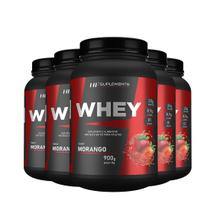 5x WHEY PROTEIN DE MORANGO 900G HF SUPLEMENTS