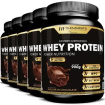 5x WHEY PROTEIN POWER NUTRITION MOUSSE DE CHOCOLATE 900G - HF SUPLEMENTS