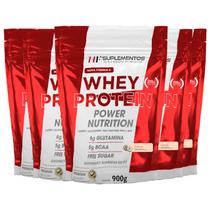 5x whey protein power nutrition refil 900g coco hf suplementos
