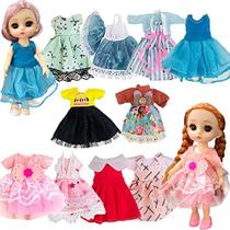6.3 "Mini Girl Dolls, incluem 10 conjuntos de roupas de boneca feitas à mão, 2 conjuntos de 6.3 "Mini Girl Dolls, 2 pares de sapatos em cores do arco-íris.
