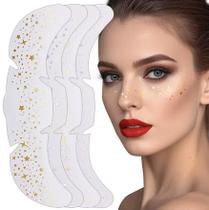 6 Adesivos de Maquiagem para Sardas Efeito Natural Sardas Falsas Glitter Dourado Metálico Carimbo Tatuagem Prova Dágua Festa Fantasia