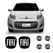 6 Adesivos Emblemas Fiat Preto Novo Palio 2012/2017