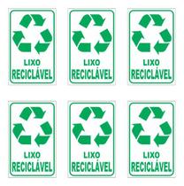 6 Adesivos Lixo Reciclável P/ Lixeiras - 20x12cm - Coleta