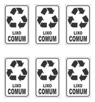 6 Adesivos P/ Lixeiras - Lixo Comum 20x12cm Coleta Seletiva