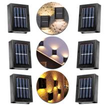 6 Arandela Luminaria Lampada Externa Leds Solar Slim Pequena Quintal Parede Quadrada