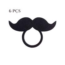 6 Argolas Para Guardanapo Bigode, Dia Dos Pais - Toque 3D - Cor Preto 6 Argolas Para Guardanapo Bigode, Dia Dos Pais - Toque 3D - Cor Preto