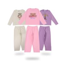 6 Artigo de Roupas em Plush Feminina 3 Casacos e 3 Calças para o Inverno Peludo Infantil Juvenil