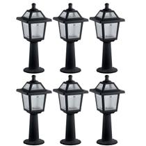 6 Balizadores de Jardim Pretos 45x18cm Luminárias de Chão Externas Ravena Dital Clássico