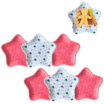 6 Bandeja Estrela Petisqueira Decoração Natalina em Melamina 6 Bandeja Estrela Petisqueira Decoração Natalina em Melamina