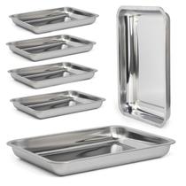 6 Bandeja Inox Grande Retangular 44x34cm Para Servir Bar Restaurante Garçom Churrasco - Apolum