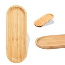 6 Bandeja Petisqueira em Bambu P/ Servir Decorar Lavabo 33cm