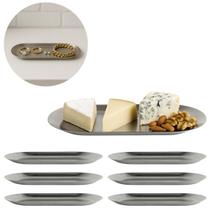 6 Bandejas Aço Inox 18cm Oval Multiuso Prata Joias Elegante 6 Bandejas Aço Inox 18cm Oval Multiuso Prata Joias Elegante