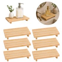 6 Bandejas Decorativa Bambu Natural 21,5cm Multiuso 6 Bandejas Decorativa Bambu Natural 21,5cm Multiuso