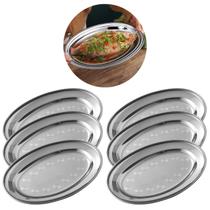 6 Bandejas Inox 29x18cm Resistente Premium Para Servir