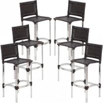 6 Banquetas Madri em Alumínio Edícula Cozinha Balcão Área Trama