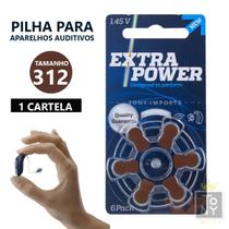 6 baterias pilha para aparelho auditivo extra power - 312