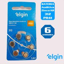 6 Baterias/Pilhas de Aparelho Auditivo 312/PR41 -1,4V Elgin