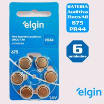 6 Baterias/Pilhas de Aparelho Auditivo 675/PR44 -1,4V Elgin
