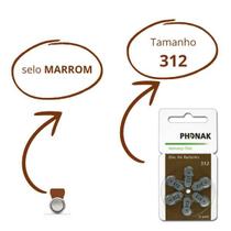 6 Baterias Pilhas para Aparelho Auditivo Phonak tamanho 312 SELO MARROM 6 Baterias Pilhas para Aparelho Auditivo Phonak tamanho 312 SELO MARROM