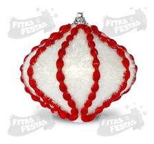 6 Bolas Gotas De Natal Luxo Branco E Vermelho 8cm 6 Bolas Gotas De Natal Luxo Branco E Vermelho 8cm