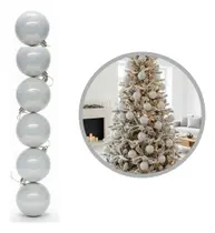 6 Bolas Grandes Árvore Natal 8cm Peroladas Luxo Enfeite
