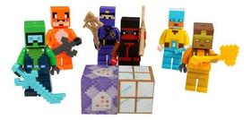 6 Boneco Minecraft Articulado Mundo Quadrado